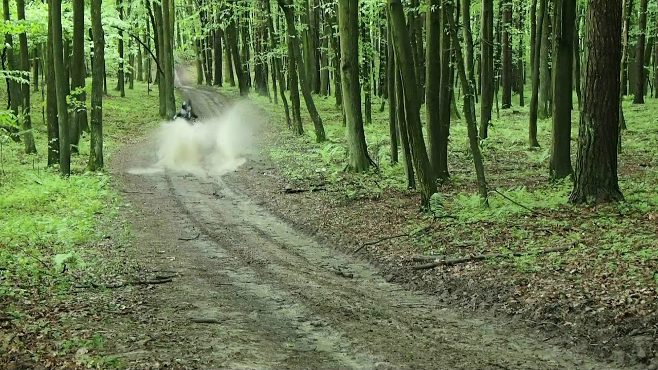 k 750 jazda w lesie, off road, engine sound, jazda z koszem motocyklem radzieckim