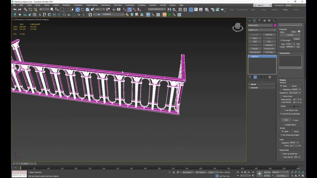 3D Max Railclone tutorial 1 Modeling french classic balcony rails