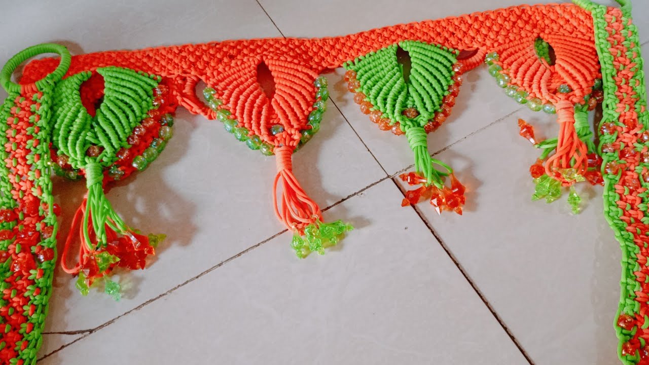 દોરી નું તોરણ બનાવાની રીત/macrame toran/ easyto make macrame dori torn/ kniting/ knittngpatterns 