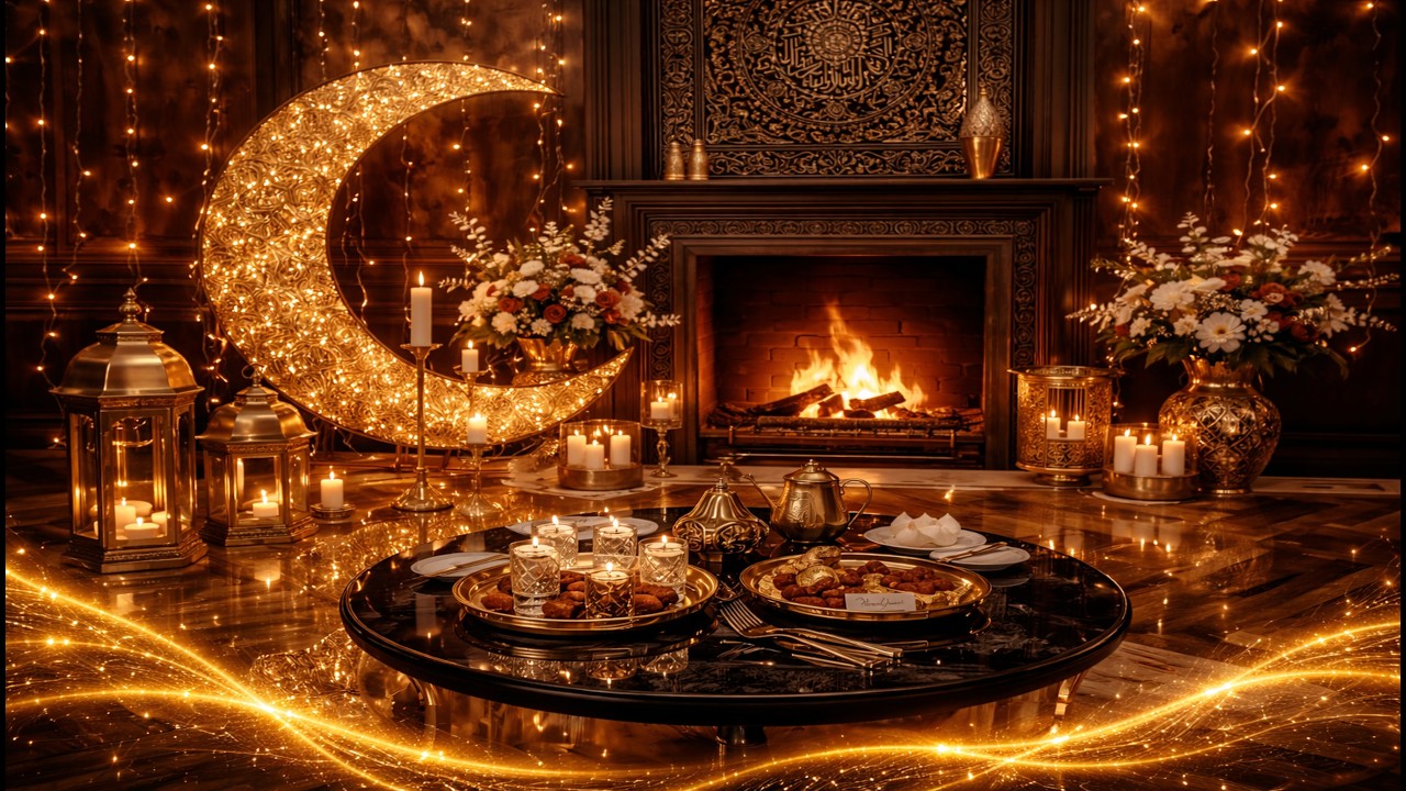 Ramadan Kareem 🌙 | Luxurious Golden Islamic Tv Art 2026 خلفية شاشة رمضان | أجواء هادئة ومريحة