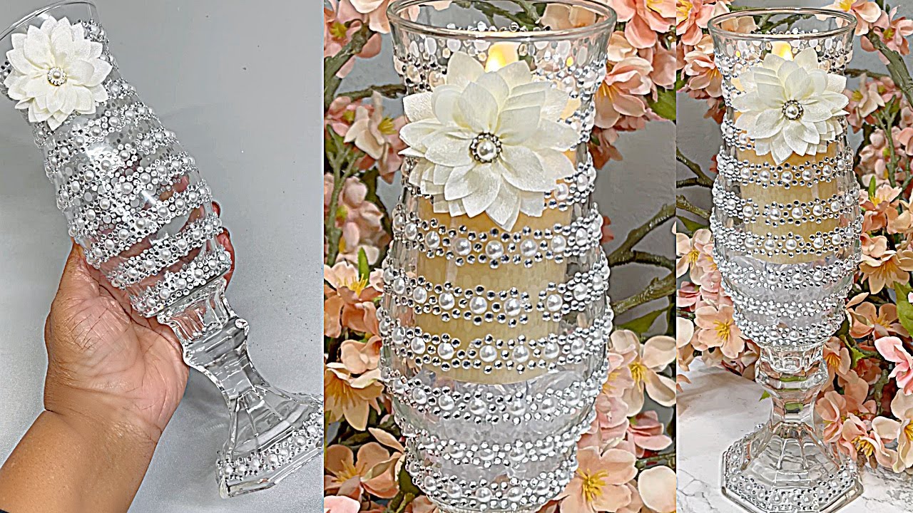 DIY ROOM DECOR HOME DECOR  3 EASY DOLLAR TREE GLAM VASE IDEAS SURE TO PLEASE #dollartree #diy
