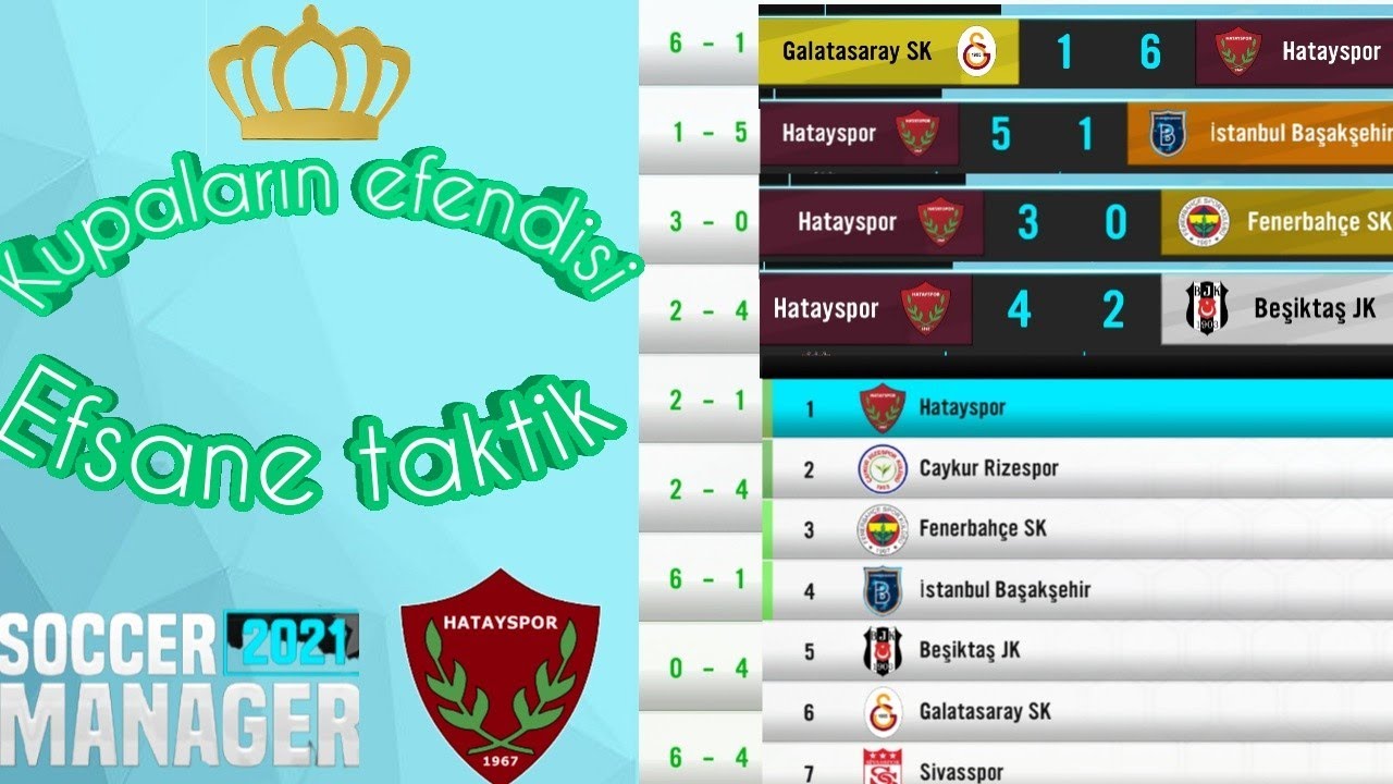 HATAYSPOR İLE İLK SEZONDA 3 KUPA KALDIRDIM  // EFSANE TAKTİK // SOCCER MANAGER 2021 (SM21)