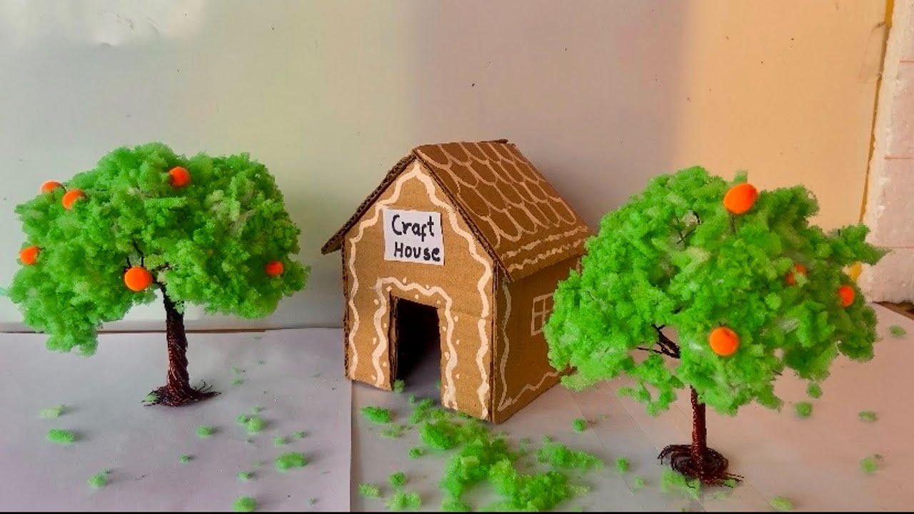 How to make realistic orange 🍊 tree 🌴// nature miniature #viral #diy #art #craft #youtube #fyp 