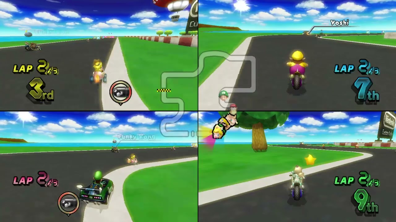 Mario Kart Wii Custom Tracks (History) ✦ 4 Players #833 (3 Tracks) 150cc