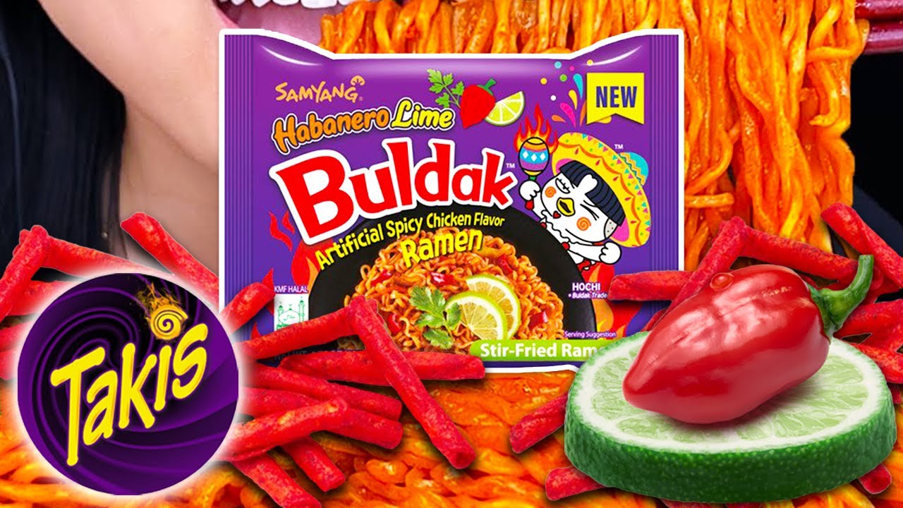 NEW Habanero Lime Spicy Noodles and TAKIS Race | Samyang Buldak