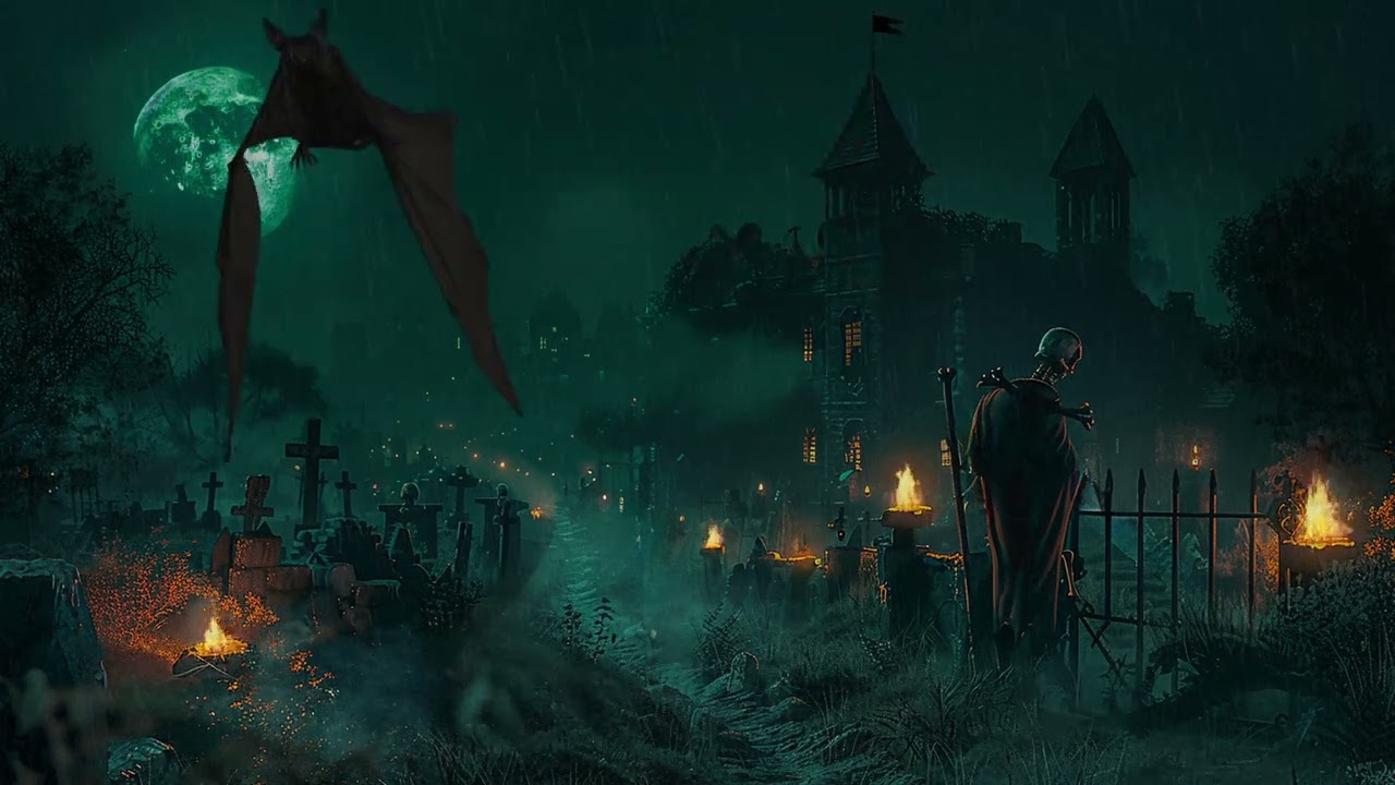 Horror Night Heavy Rain and Thunder, Spooky Sounds, Night Nature Sounds 🌕🦇