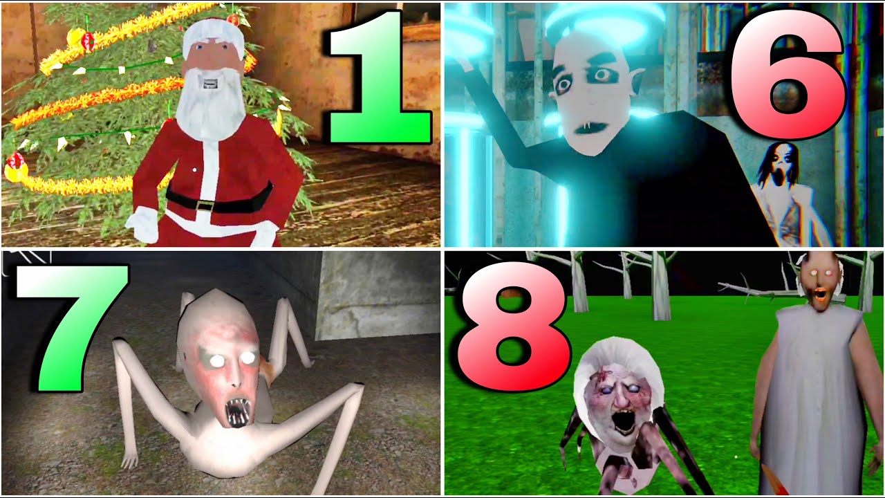 Granny 1 6 7 8 Full Gameplay | A Christmas Themed Original And 3 Fangames