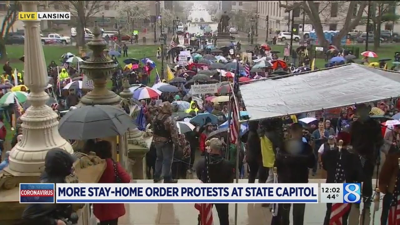 Stay-home order protesters gather at Michigan Capitol