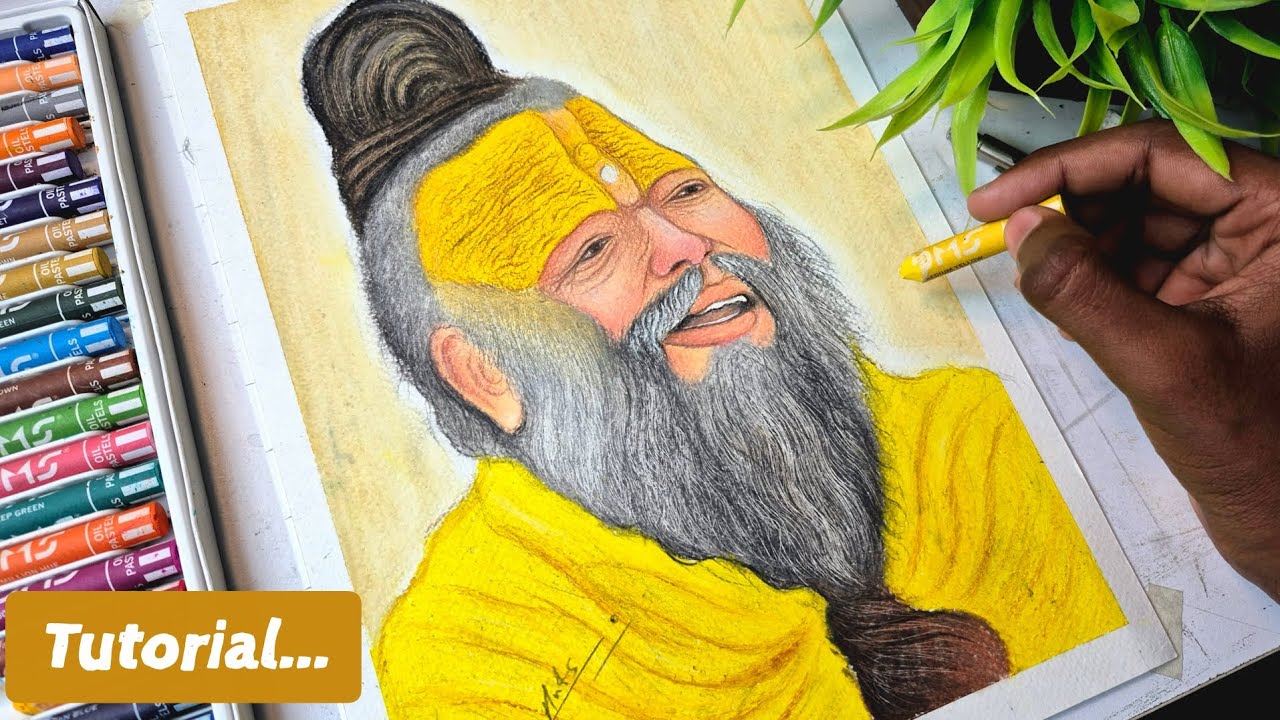 Premanand Ji Maharaj Drawing😍🙏, How To Draw Premanand Maharaj, Oil Pastel Drawing..