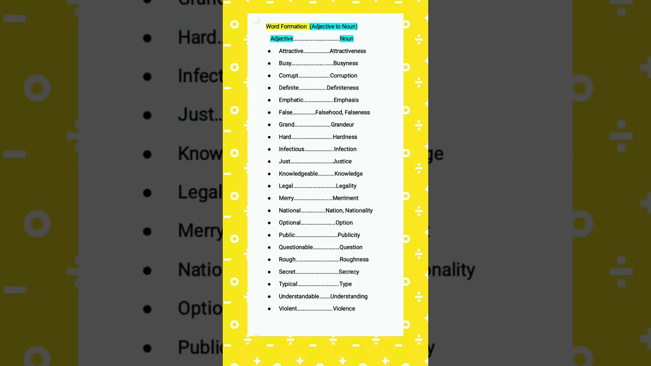 Word Formation||Adjective to Noun#youtubeshorts #youtube