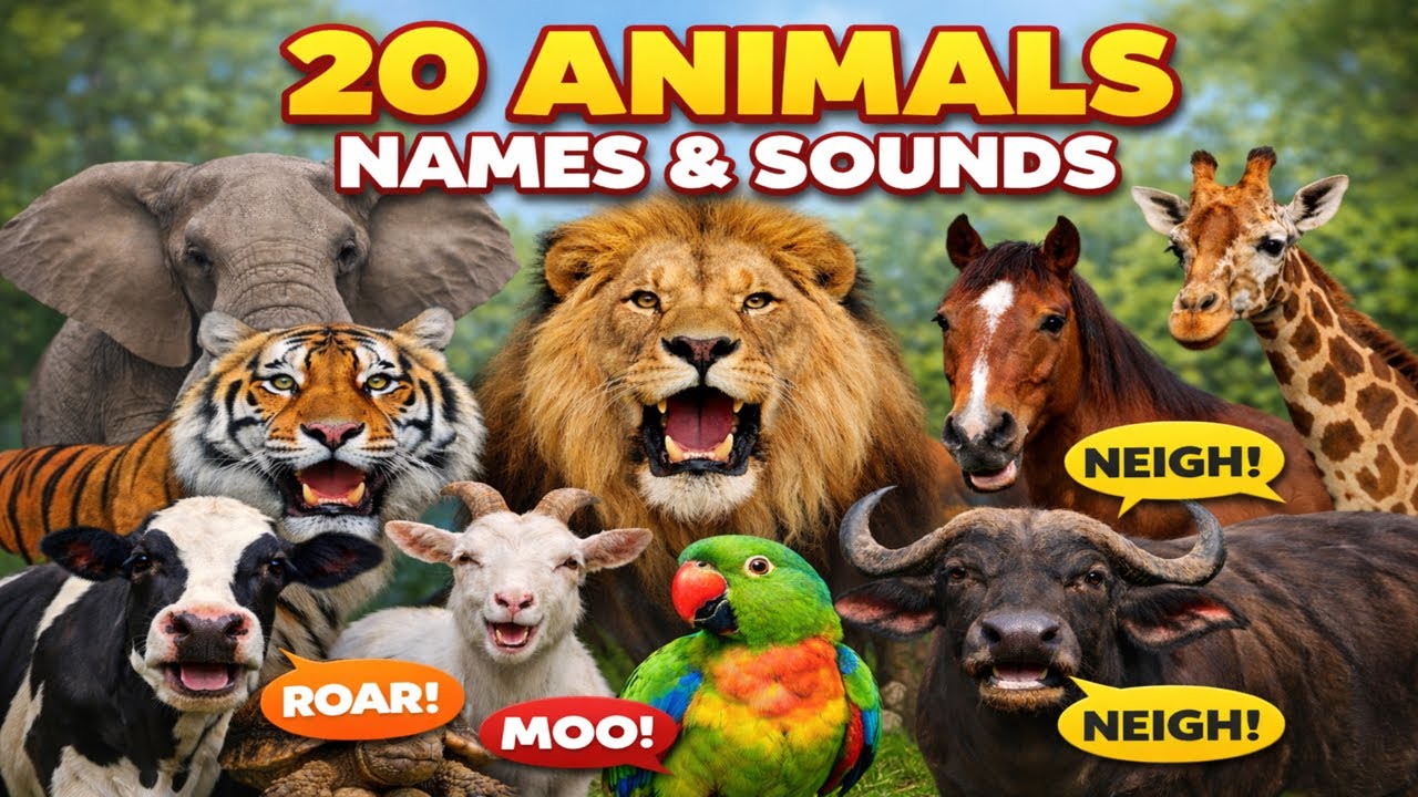 20 Animals names and sounds | learn animal | animal for kids | #animals #kidssong #animalnames #kids