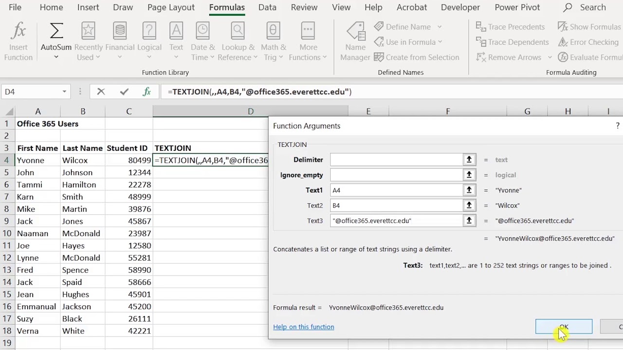 How to use the TEXTJOIN Function in Excel