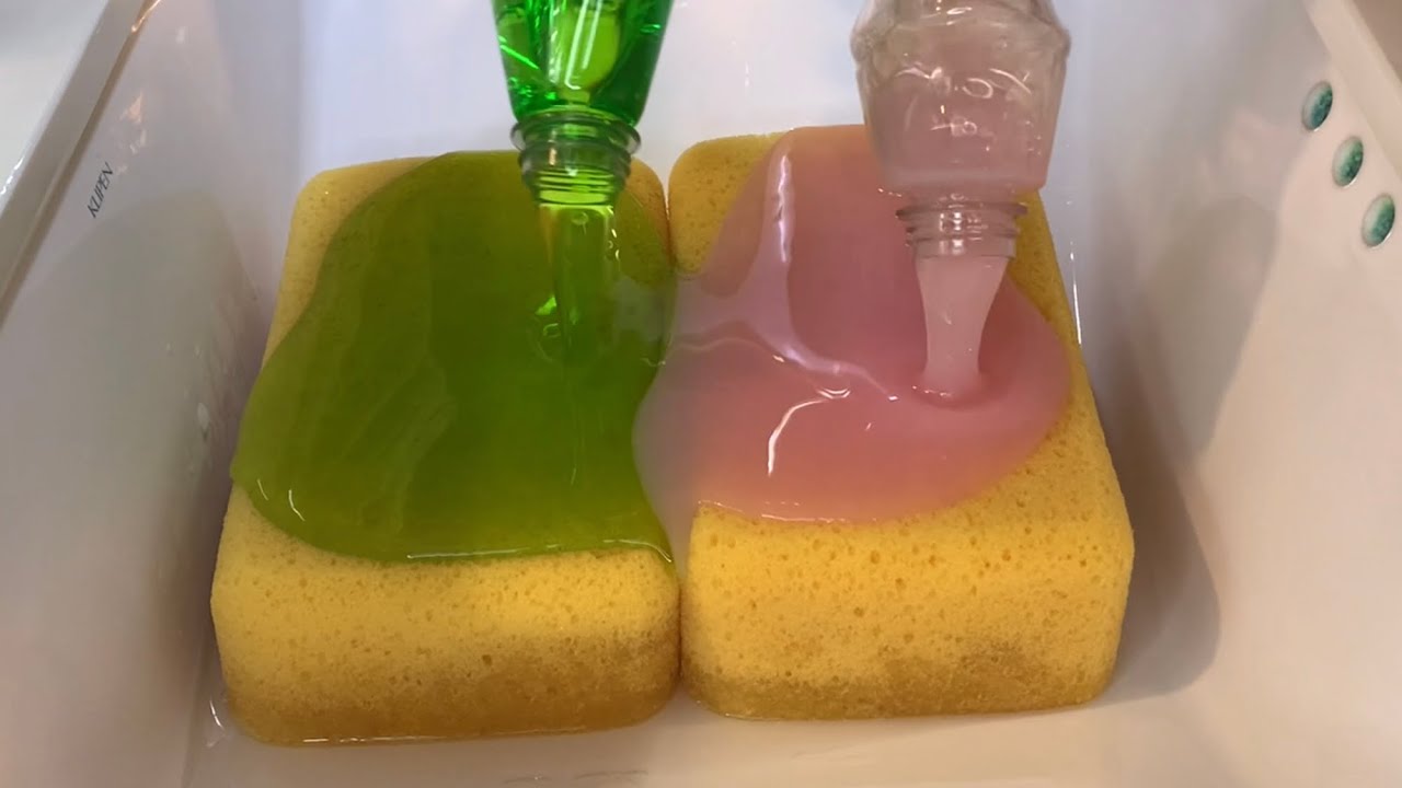 SUPER SUDS! (💦💚💖 DISH SOAP N’ WATER💖💚💦) - sponge ASMR