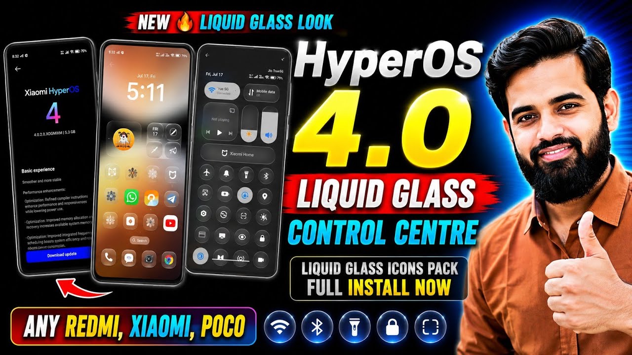 HyperOS 4.0 Liquid Glass Control Centre + Icons Pack | Full Installation Guide for Redmi,Xiaomi,POCO