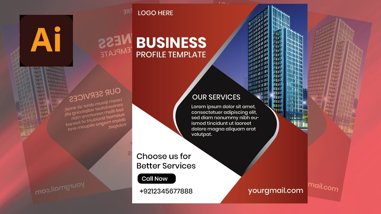 Business Profile Template in Adobe illustrator | Graphic design Tutorial