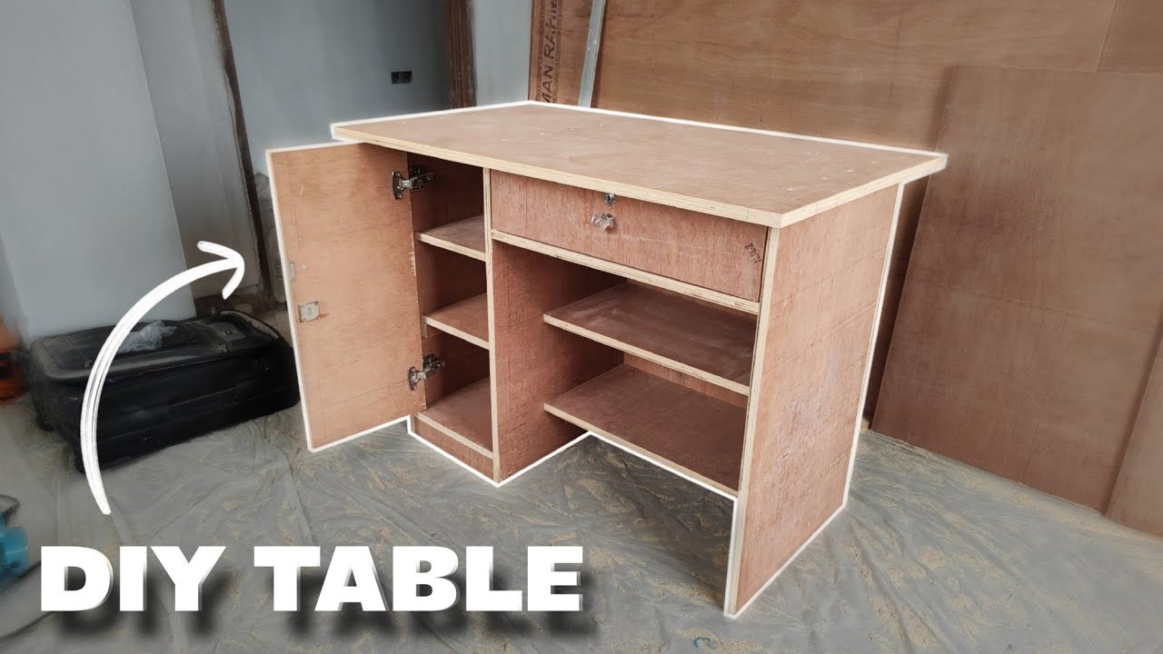 DIY Plywood Desk with Hidden Storage | Stylish & Strong Work Table Build