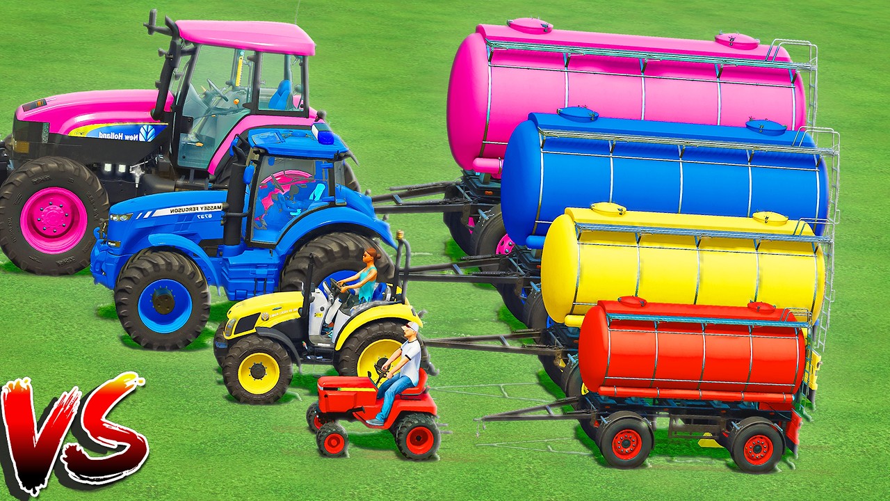 Tiny to GIANT Star Tractors and TANKERS VS HARD MUDDY PARKOUR with PORTAL TRAP - FS25