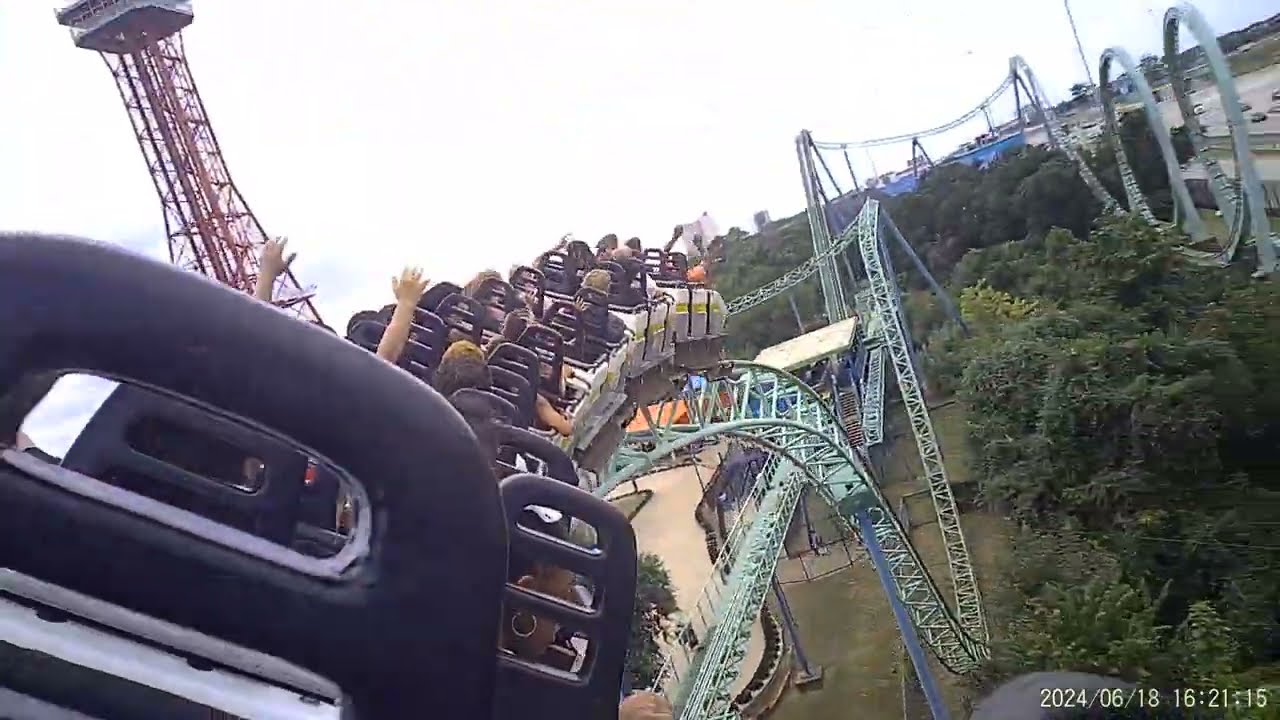 Shockwave 2024 BACK ROW POV || Six Flags Over Texas Schwarzkopf Looping Coaster