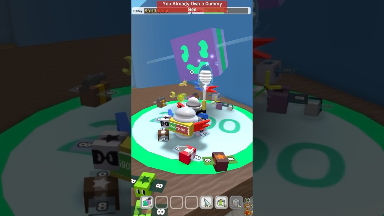I got the gummy bee in Bee Swarm Simulator!