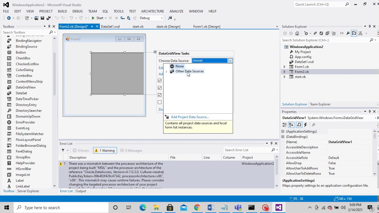 VB.Net Frontend with Oracle Backend - Data Updating/Deleting/Display