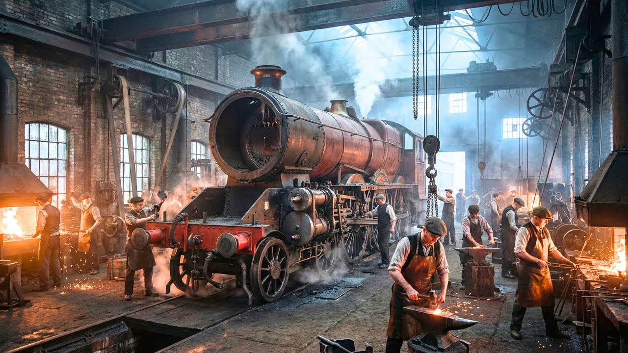 Inside the Locomotive Factory: How Industrial Revolution Trains Were Built in 1850s (Full Process)