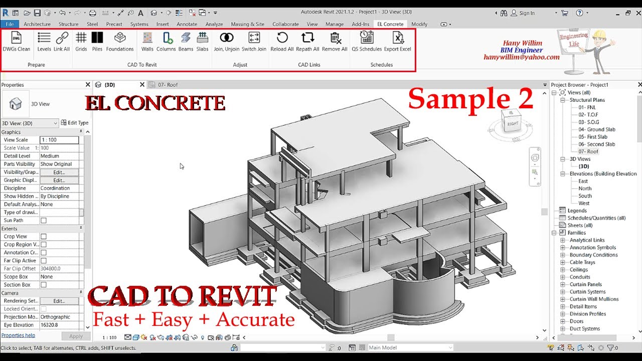 EL Concrete | CAD To Revit | Sample 2 Villa | التحويل من الكاد للريفيت في دقايق