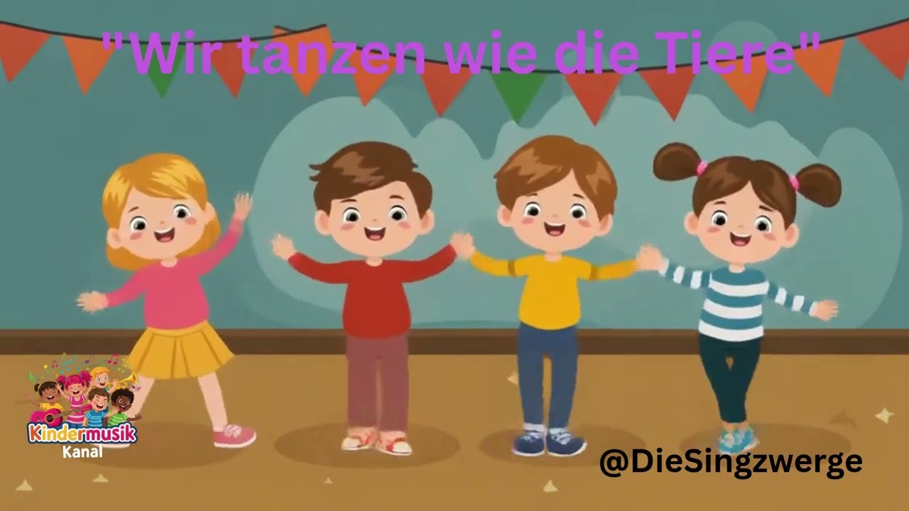 Wir tanzen wie die Tiere, fröhliches Kindertanzlied, Kinderlied deutsch, Tanzlied für Kinder,