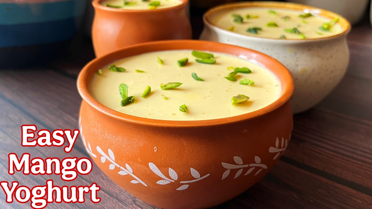 Mango Yoghurt | Mango Mishti Dahi | 4-Ingredient Mango Yogurt | No Condensed Milk, No Preservatives