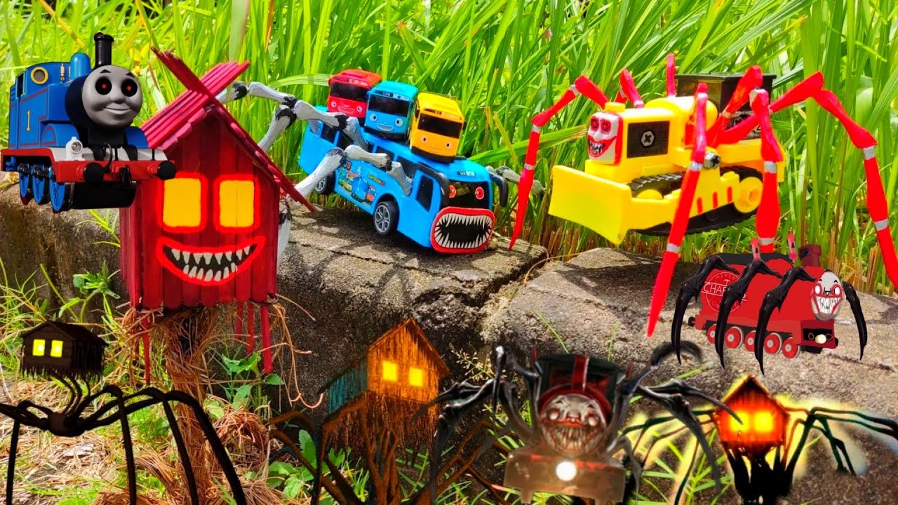 Bus tayo, bus sekolah, kereta bulldoser laba laba, bus Eater, monster house head.
