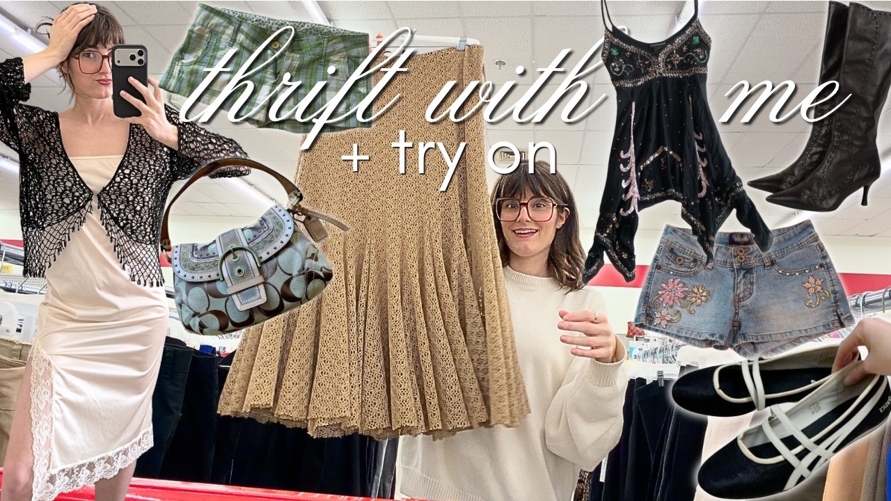 THRIFT WITH ME + BIGGEST TRY ON HAUL EVER (seriously) | 00s, sporty, coquette, 90s, vintage
