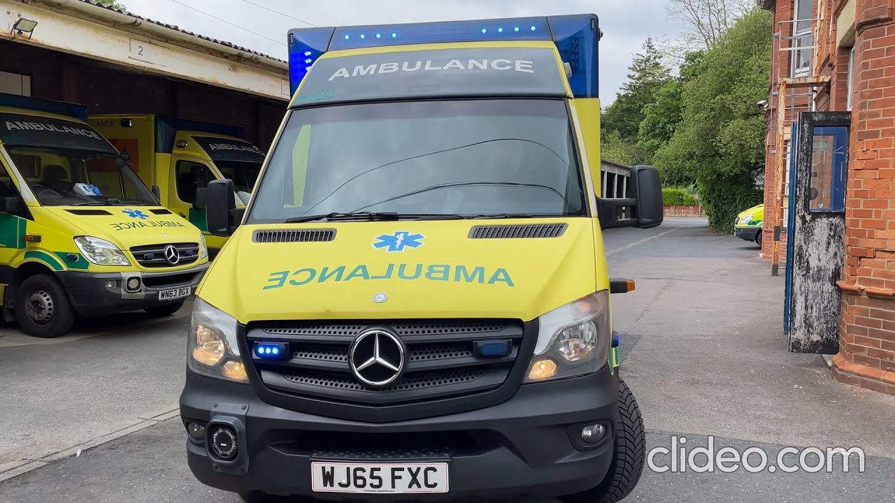 x2 SWAST Ambulances Responding Out of Bournemouth Ambulance Station With Blue Lights