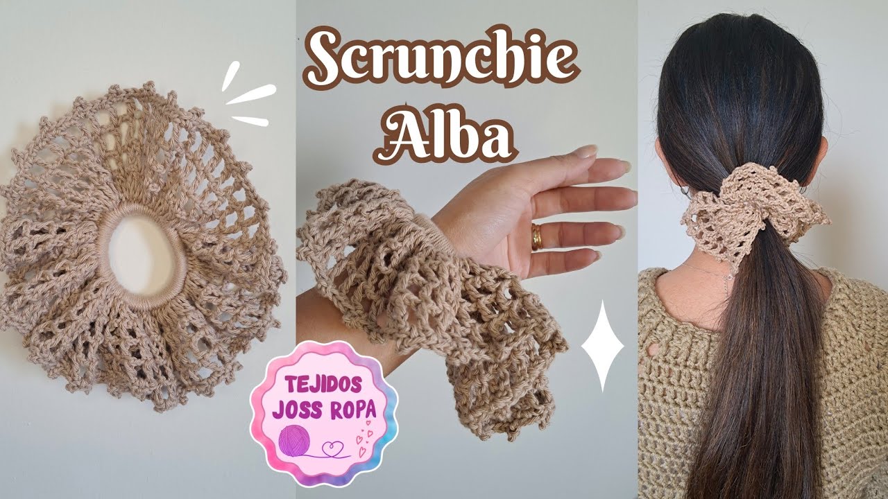 Scrunchie Alba tejido en punto red tendencia | Tejidos Joss Ropa |