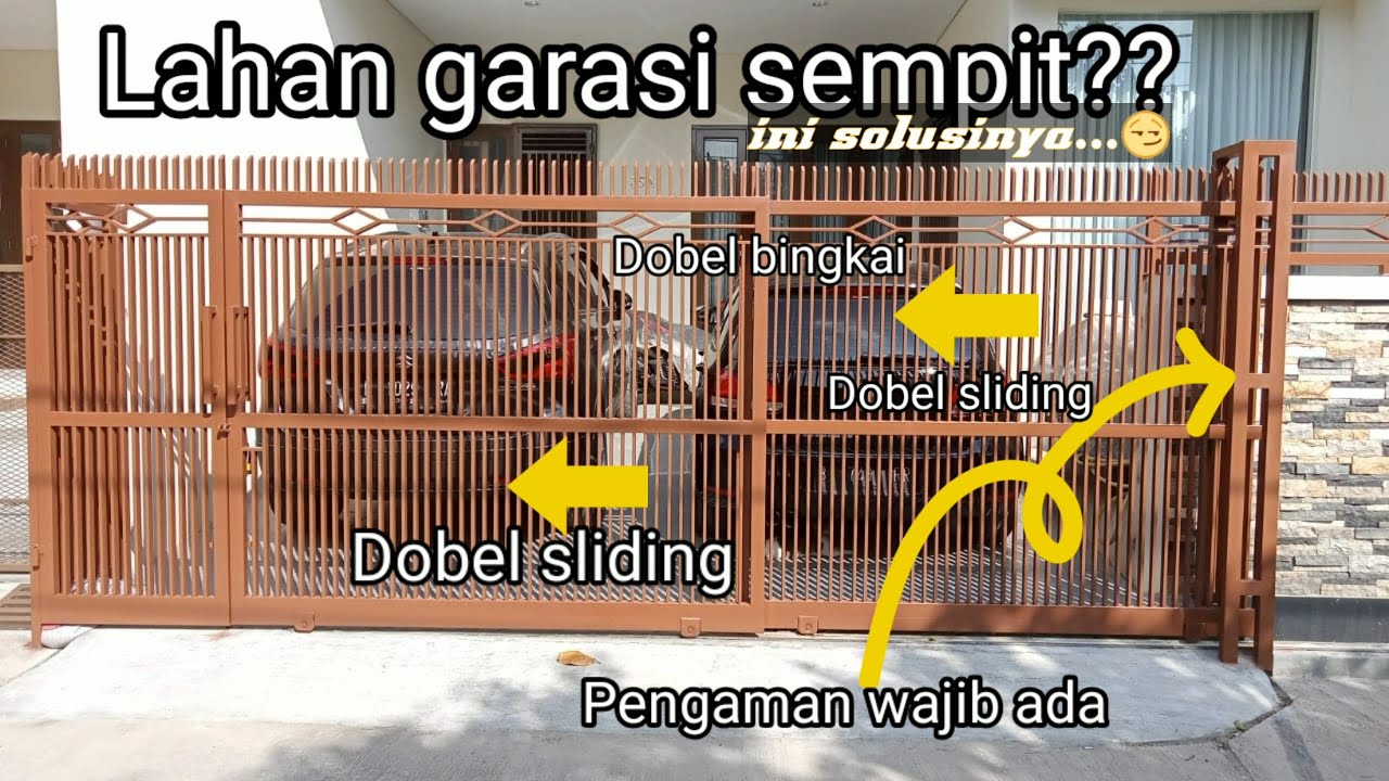 Pintu garasi dobel rell. Solusi lahan garasi sempit