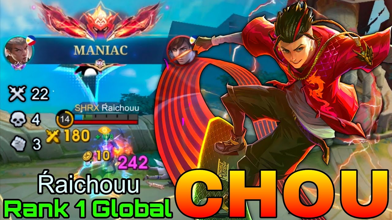 MANIAC with 22 Kills Chou Aggressive Roamer - Top 1 Global Chou by Ŕaichouu - Mobile Legends