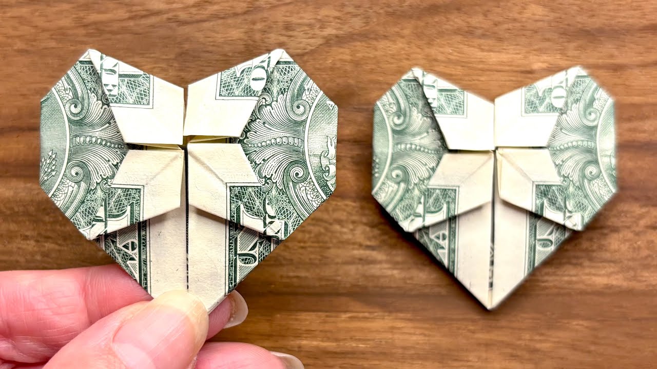 How to make Money Heart with Star - Dollar Origami Heart Tutorial - Money Heart