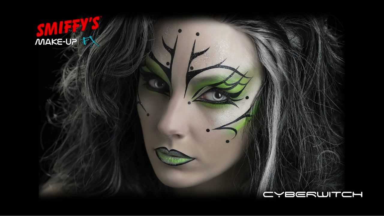 Cyber Witch Face Painting Halloween Make-up Tutorial
