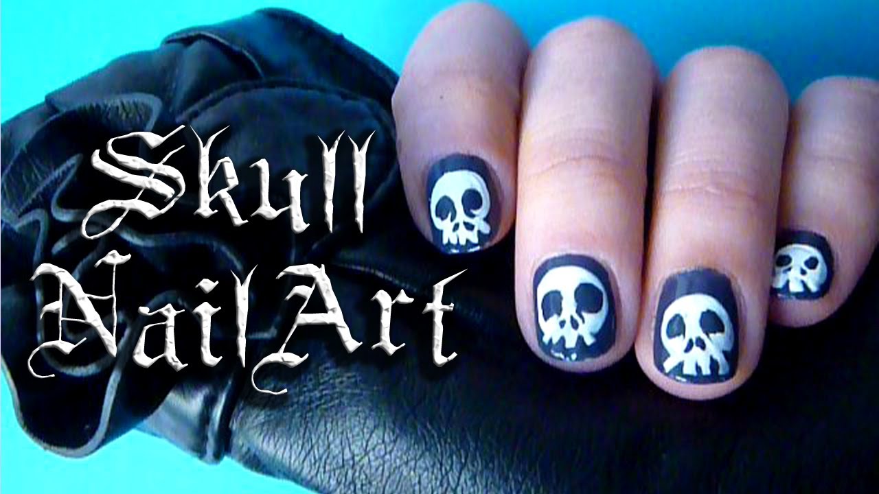 easy skull nail art  tutorial