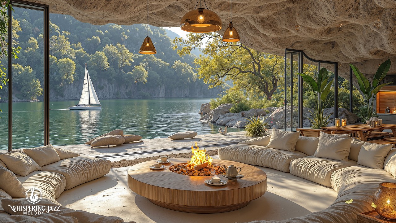 Tranquil Spring Morning Jazz By The | Peaceful Cliffside Ambience With Smooth Jazz Music For Rela...