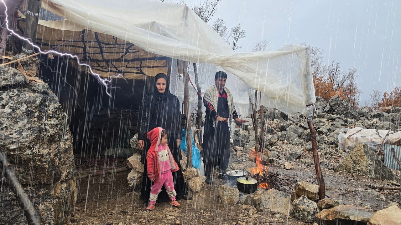 🌧️🪨 Ужасный день в пещере: жизнь пещерного человека под проливным дождем 🐏🔥 Борьба за выживание и ко
