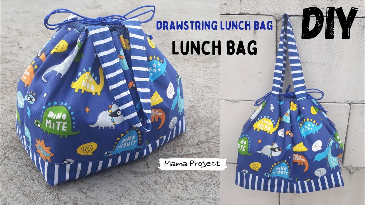Drawstring lunch bag tutorial | Lunch bag sewing tutorial | Diy lunch bag tutoria
