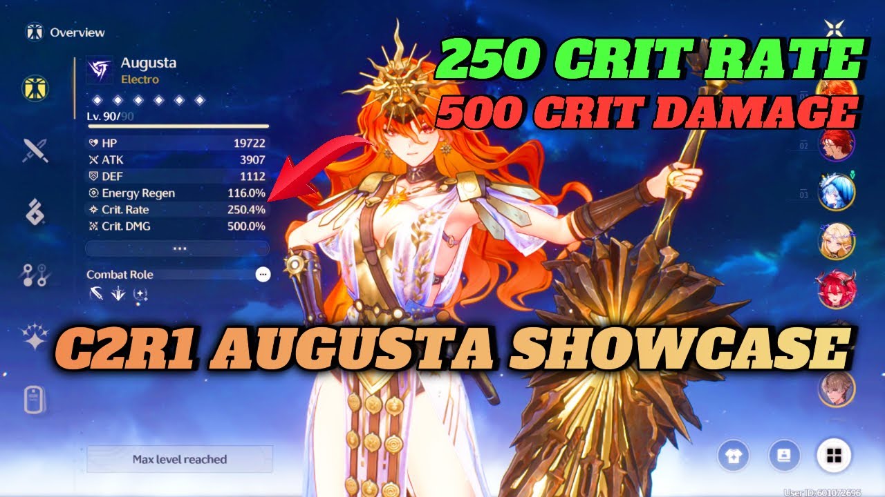 250 CRIT RATE + 500 CRIT DAMAGE C2R1 Augusta Showcase | Full Team / No Food Buff | Wuthering Waves