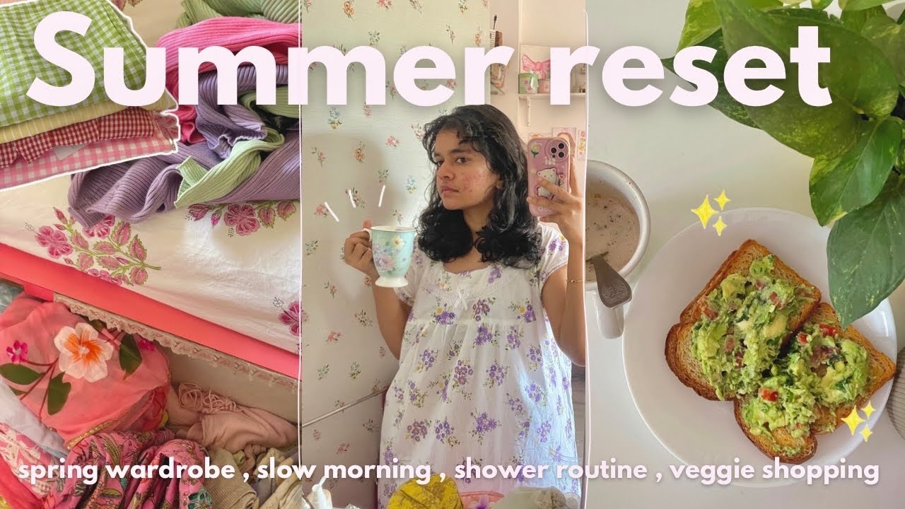 SUMMER RESET: 🌷🧼🧺cleaning my room , morning brekkie , mini haul , spring wardrobe , shower routine🚿🍦