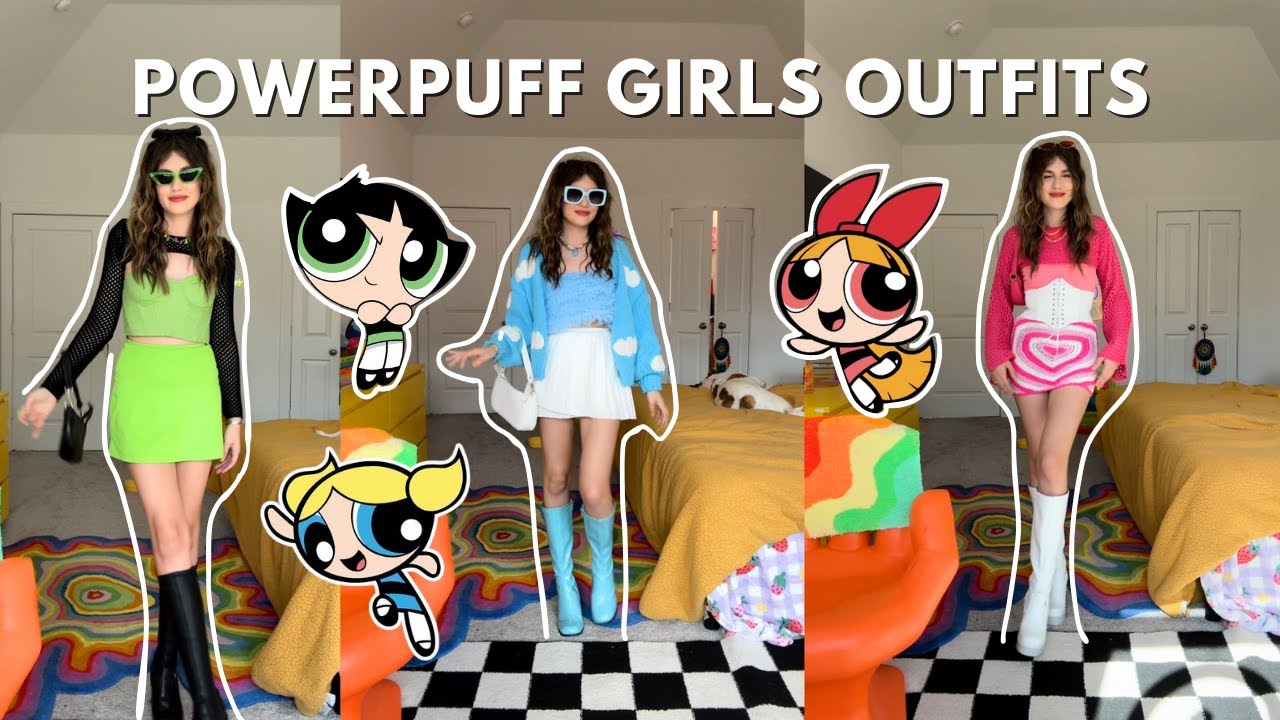 Styling Powerpuff Girl Outfits!! 😱🌈 | Outfit challenge in a RAINBOW CLOSET