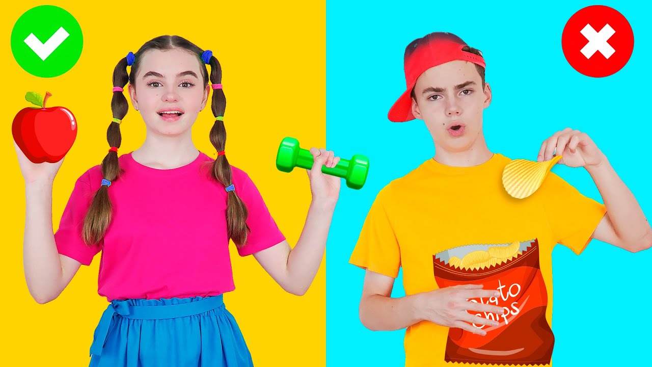 🍏Healthy Food vs Junk Food 🍭 Song | Kids Nursery Rhymes | Nick and Poli