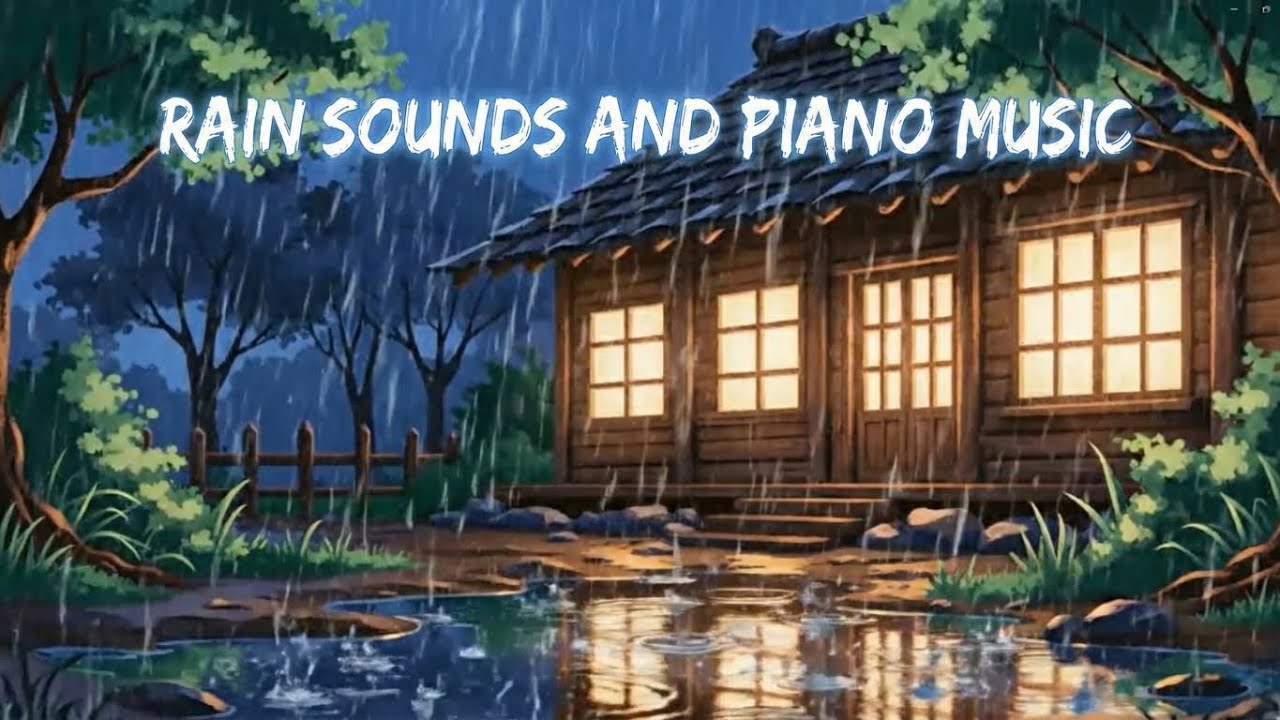 3 Hours of Healing Rain & Piano | Midnight Rain at the Forest Cottage: Cozy Piano for Sleep & Study