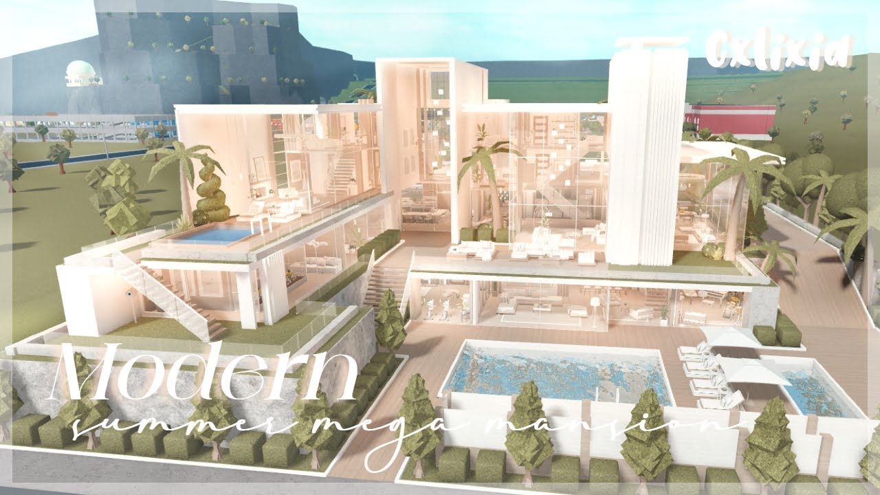 Bloxburg: Modern Summer Mega Mansion (Exterior) | Roblox House Build | Speedbuild