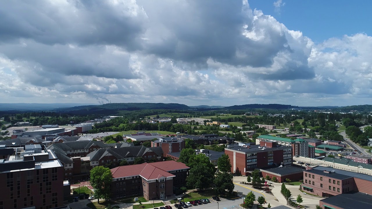 Drone's Eye View of the Indiana Univ. of PA (IUP) Campus on a Summer Day