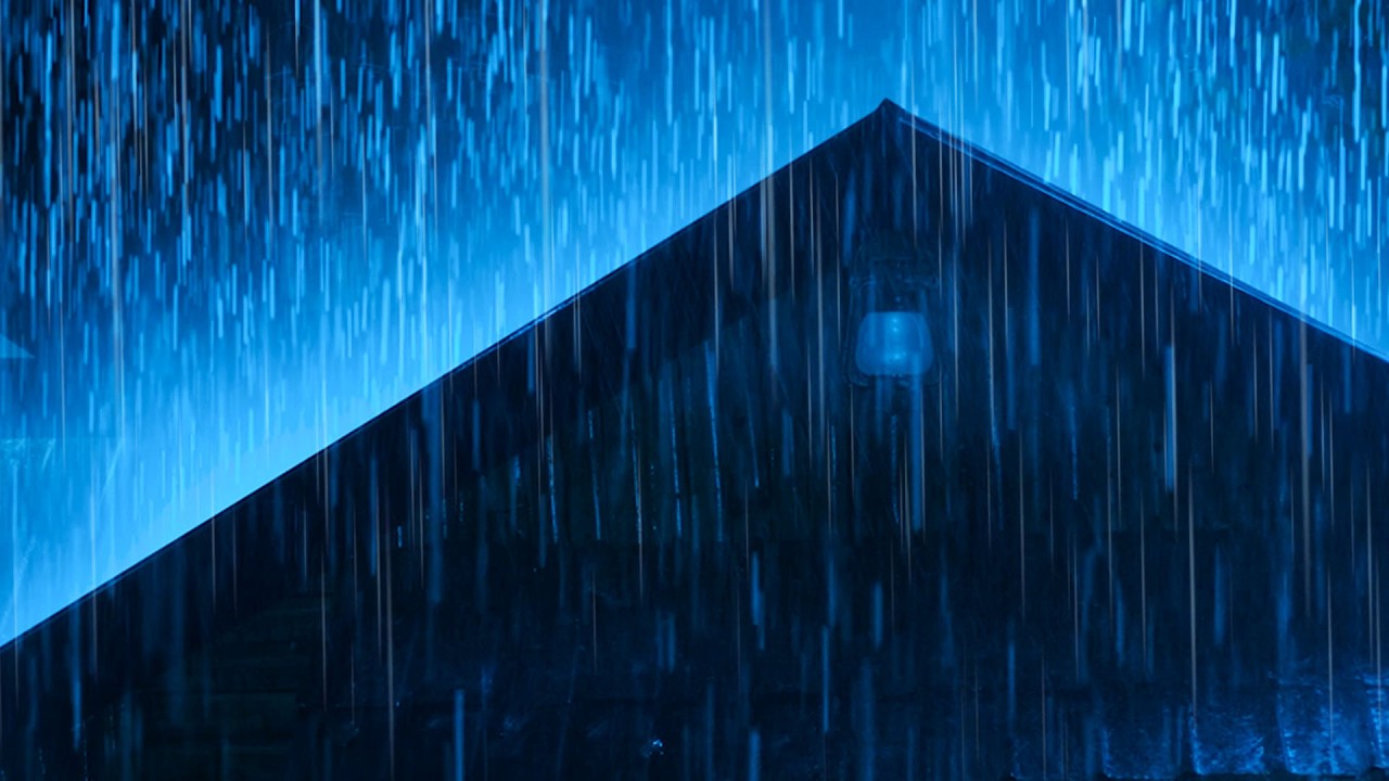RELIEVE & GOODBYE STRESS with Heavy Rain and Thunder on a Tin Roof at Night, White Noise Help Relax.