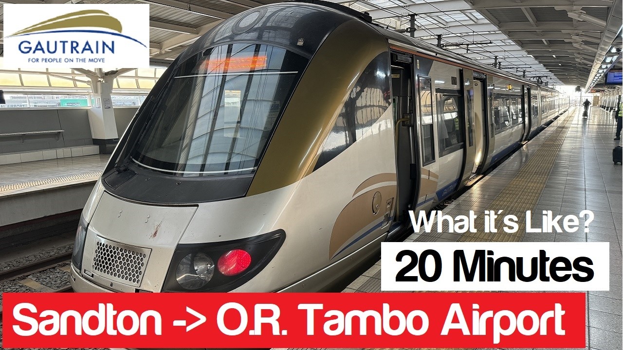 Travel from Sandton Station to O.R. Tambo Airport Station with Gautrain - 20 minutes - Clean & Fast