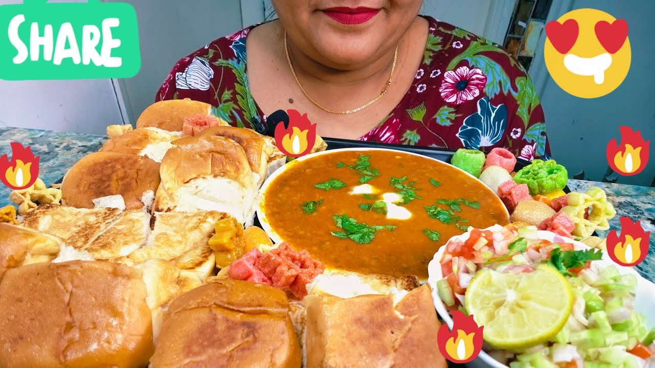  ASMR:EATING PAV BHAJI WITH SALAD& PAPAD🔥#asmr#mukbang#food#asmreating#viral#viralvideo#viralfood